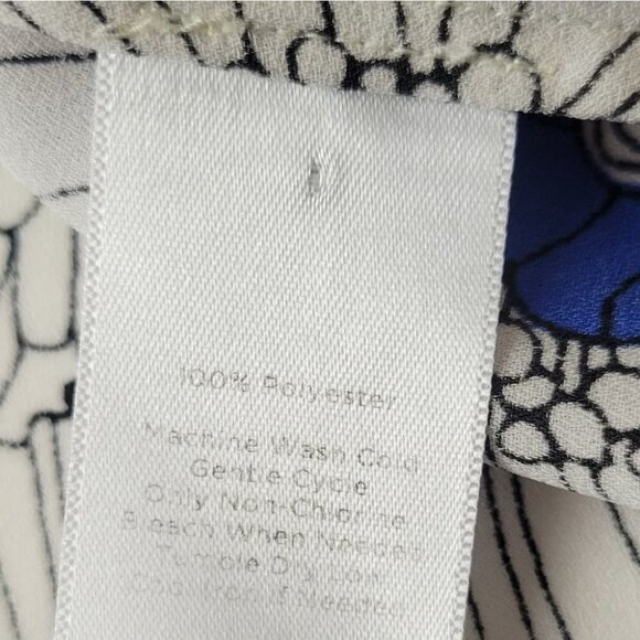 𝅺talbots Floral SS Blouse Blue White M - Picture 7 of 10